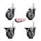 Service Caster 4 Inch Thermoplastic  Rubber Wheel Swivel 58 Inch Threaded Stem Caster Set 2 Brakes SCC SCC-TS20S414-TPRB-58212-2-PLB-2 - alternate 5